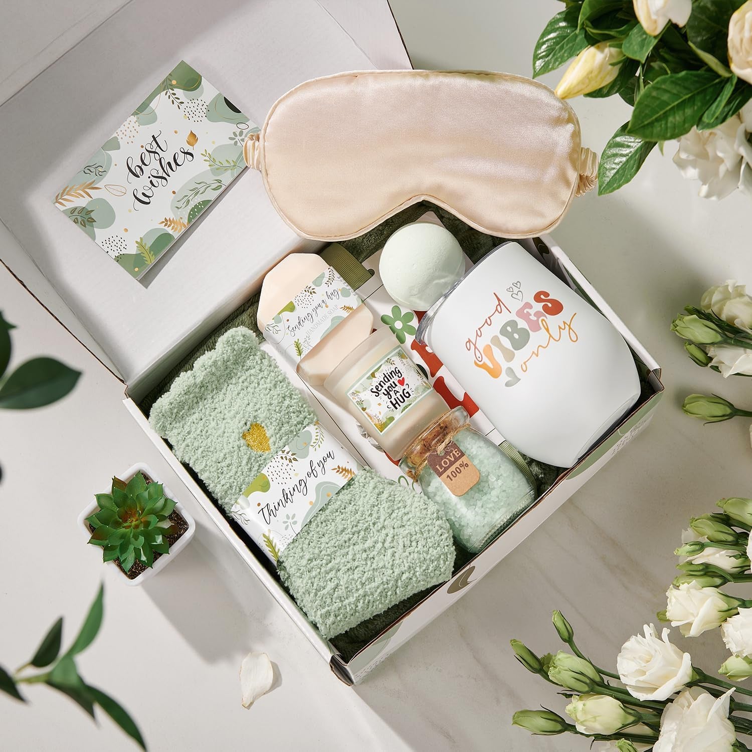 Self Care Gifts for Women Get Well Soon Gifts Basket,Relaxing Spa Gifts Basket Care Package with Tumbler and Blanket Thinking of You Gifts for Mom Wife Sister Best Friends