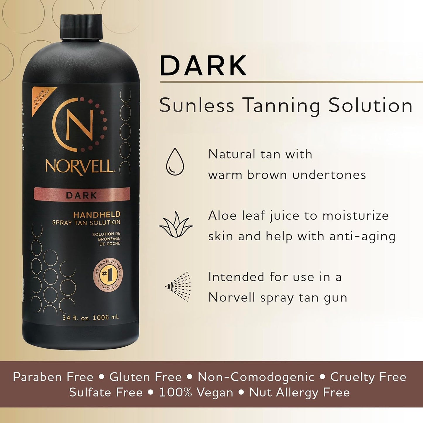 Premium Sunless Tanning Solution - Dark, 34 Fl Oz