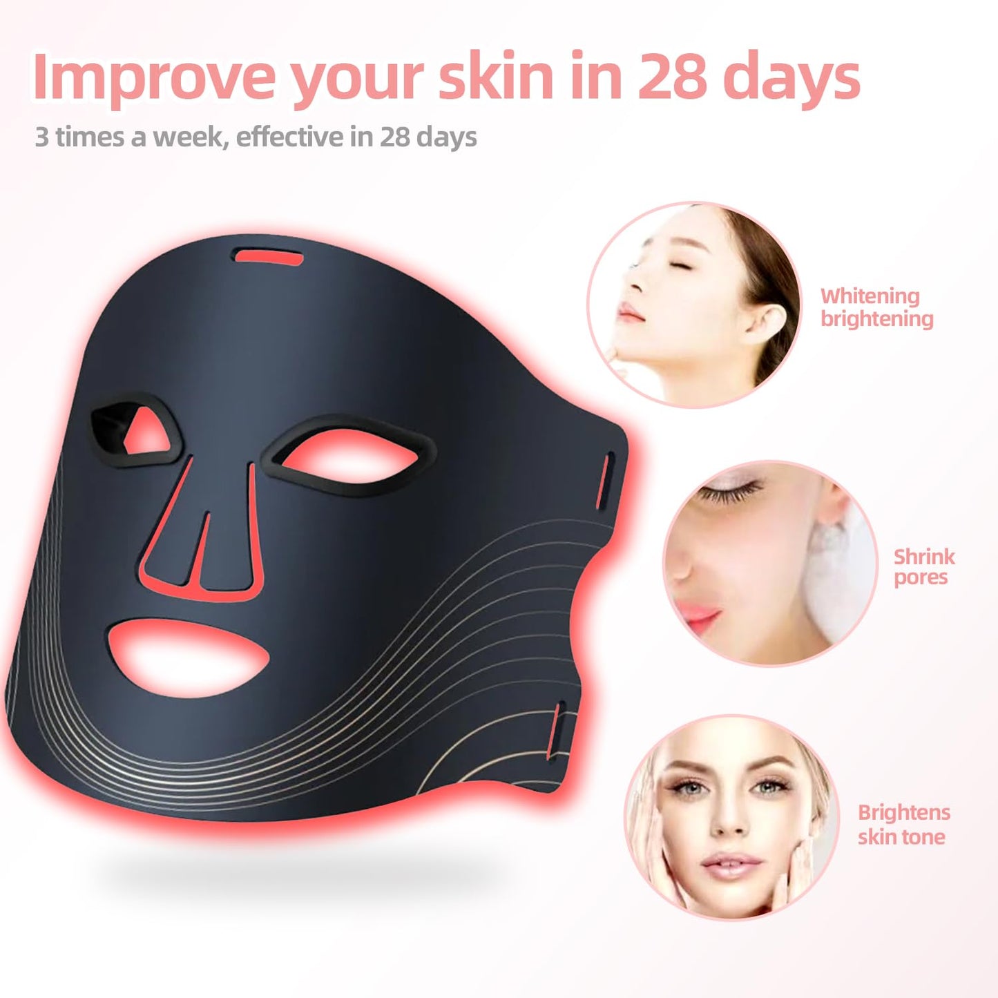 New Red Light Therapy for Face，Blue Red Light Therpy Mask for Face