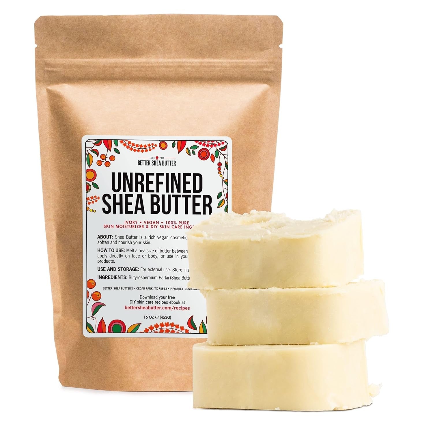 Raw Shea Butter - 100% Pure Shea Butter for Hair and Body | Unrefined Shea Butter to Make Lotion for Extremely Dry Skin, DIY Lip Balm, Body Butter and Shea Butter Soap | Natural Moisturizer