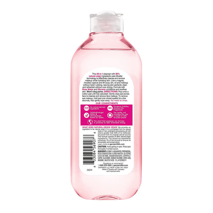 Micellar Water with Rose Water and Glycerin, Hydrating Facial Cleanser & Makeup Remover, for All Skin Types, Vegan, Cruelty Free, 13.5 Fl Oz (400Ml), 1 Count