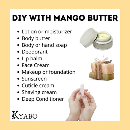 100% Pure Mango Butter, Raw, Organic, & Unrefined, Chemical-Free, Natural Skin Moisturizer, Great for DIY Body Butters, Lip Balm, Sun Tanning Soaps, & Lotions (5 Lb)