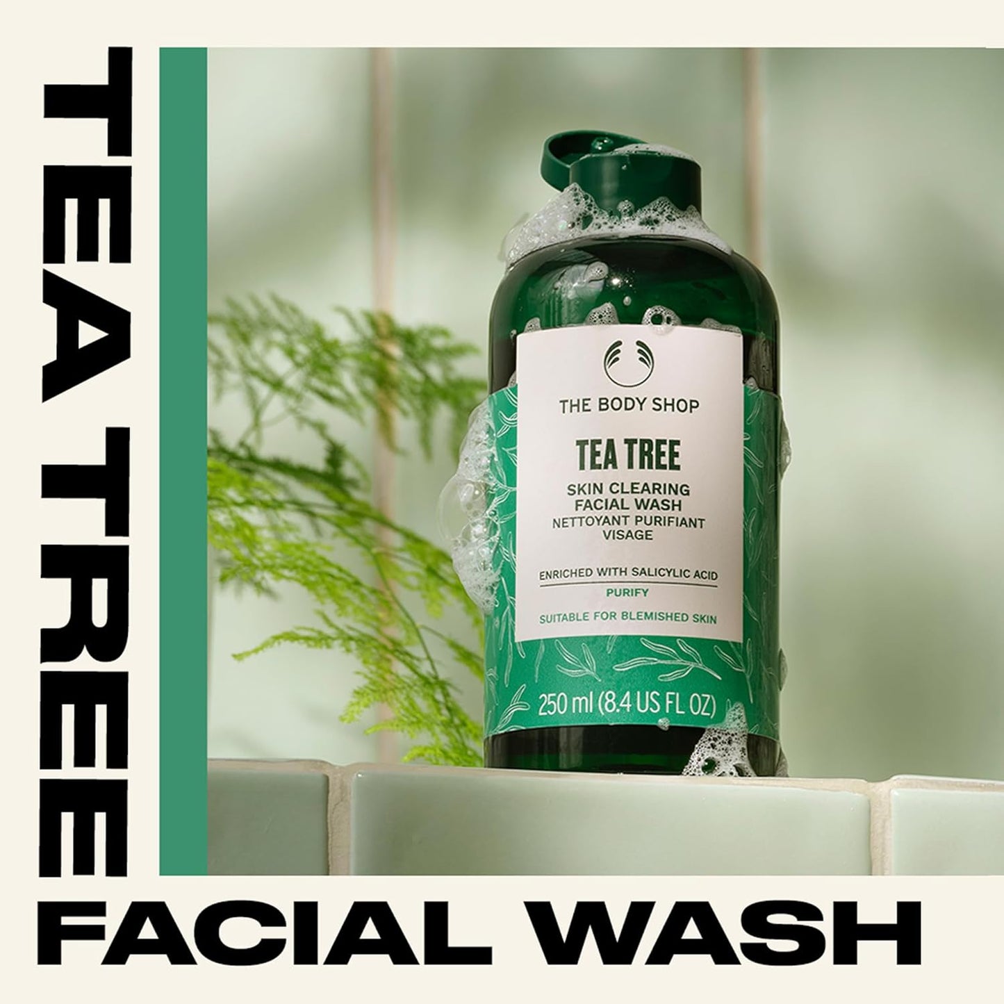 Tea Tree Skin Clearing Facial Wash – Purifying Vegan Face Wash for Oily, Blemished Skin – 8.4 Oz