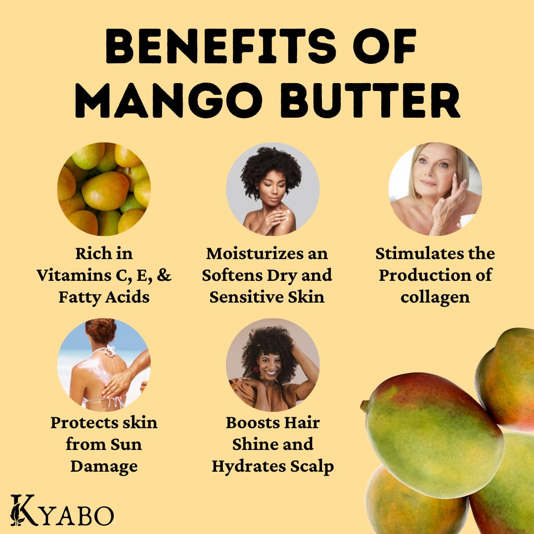 100% Pure Mango Butter, Raw, Organic, & Unrefined, Chemical-Free, Natural Skin Moisturizer, Great for DIY Body Butters, Lip Balm, Sun Tanning Soaps, & Lotions (5 Lb)