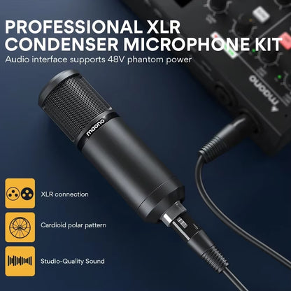 MAONOCASTER AM100 K1 All in One Kit Professional Podcasting Sound Card Studio Recording Condenser Microphone Audio Interface