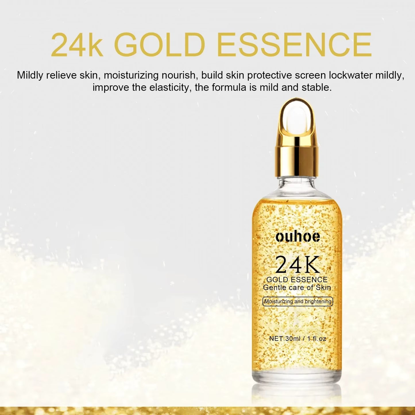 24K Gold Face Serum Hyaluronic Acid Moisturizing Whitening Fade Fine Lines Shrinks Pores Anti-Aging Brighten Essence Skin Care