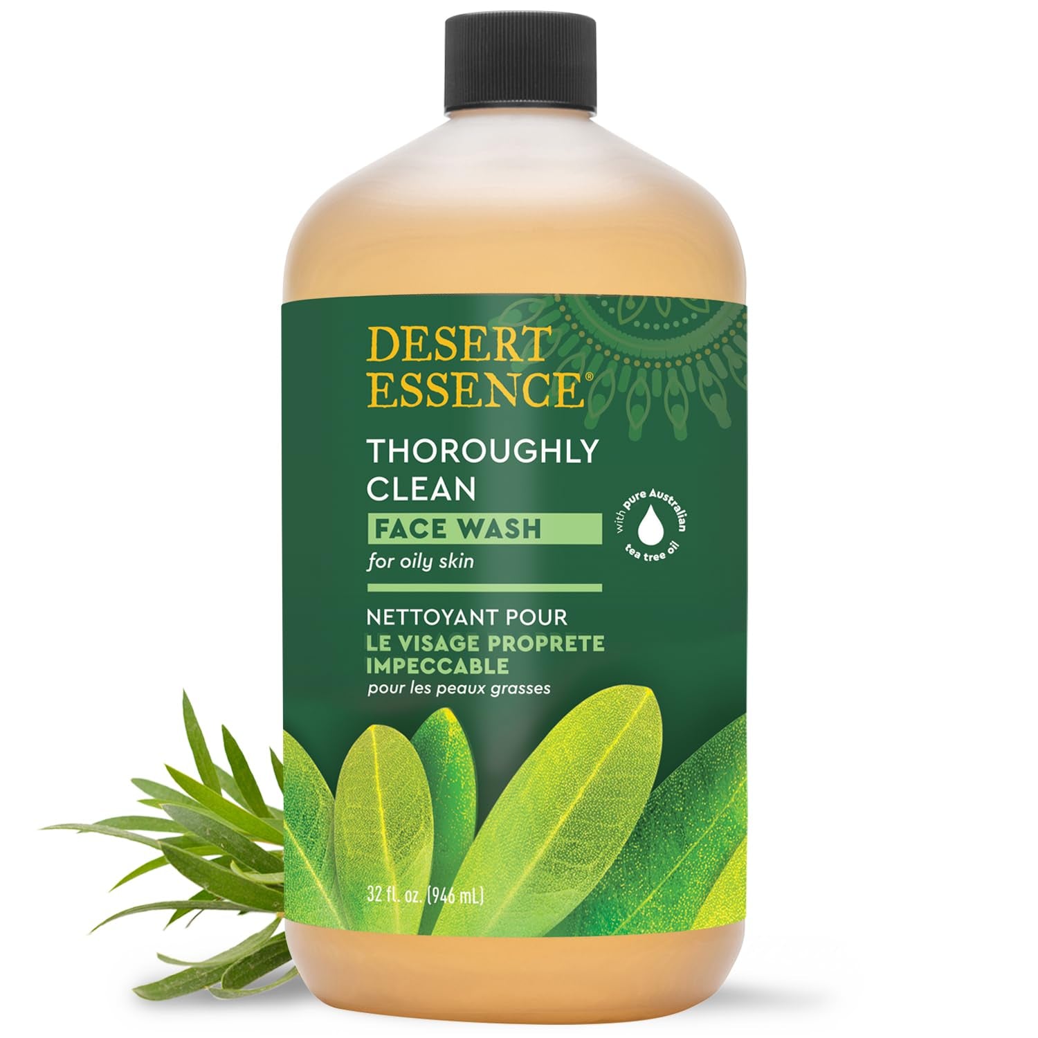 Thoroughly Clean Face Wash - Original - 32 Fl Oz - Tea Tree Oil - for Soft Radiant Skin - Gentle Cleanser - Extracts of Goldenseal, Awapuhi, Chamomile Essential Oils