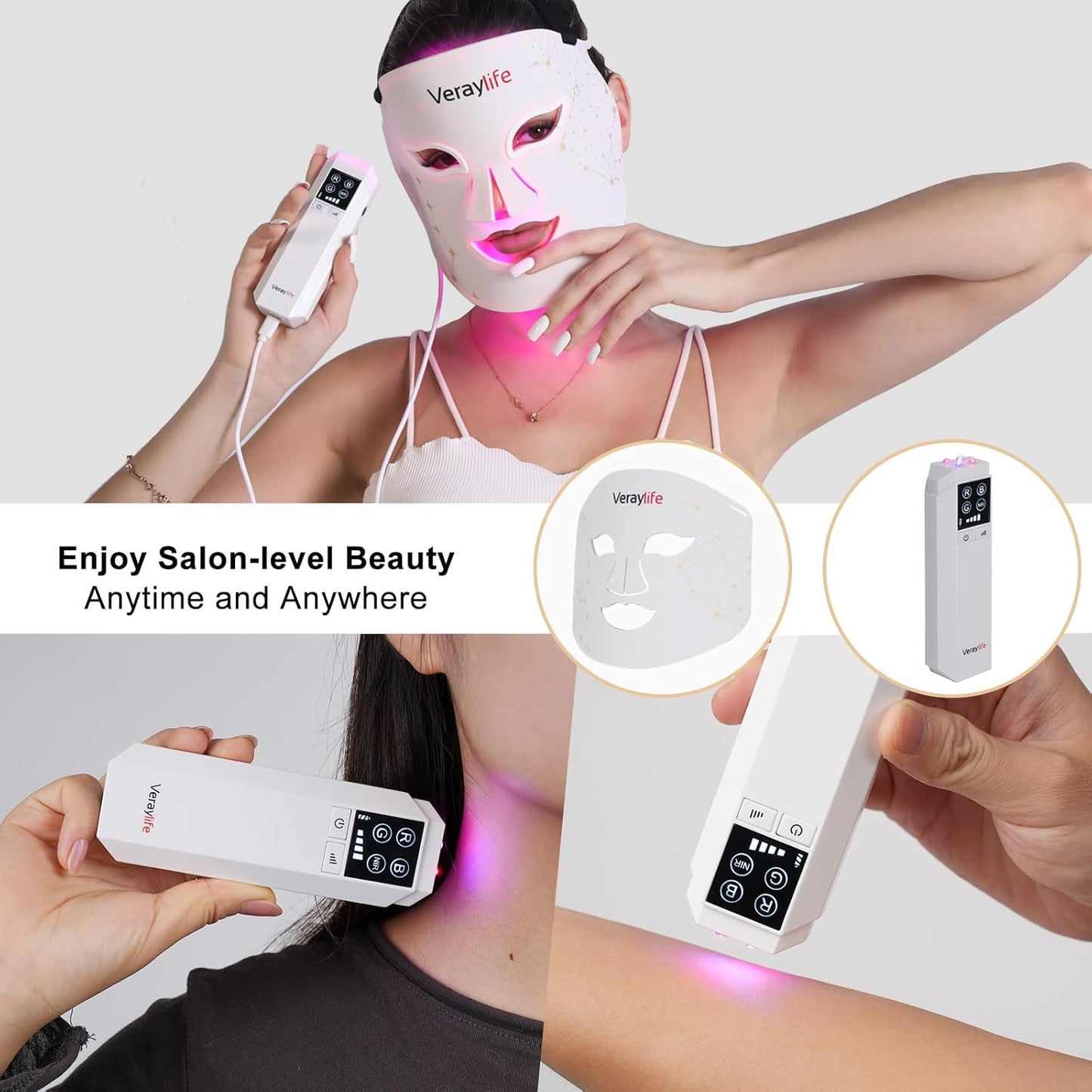 Red Light Face Mask, 8 Modes Portable Led Face Mask Light Therapy, 850Nm near Infrared Red Light Therapy for Face, Infrared Face Light Therapy, Face Skincare Tool