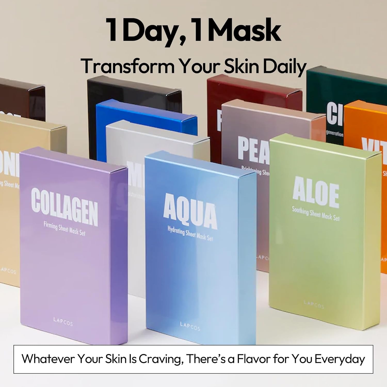 Collagen Sheet Mask, Firming Daily Face Mask with Collagen Peptides for Anti-Aging, Helps to Minimize Wrinkles, Restores Skin Elasticity & Firmness, Korean Beauty Favorite, 5-Pack