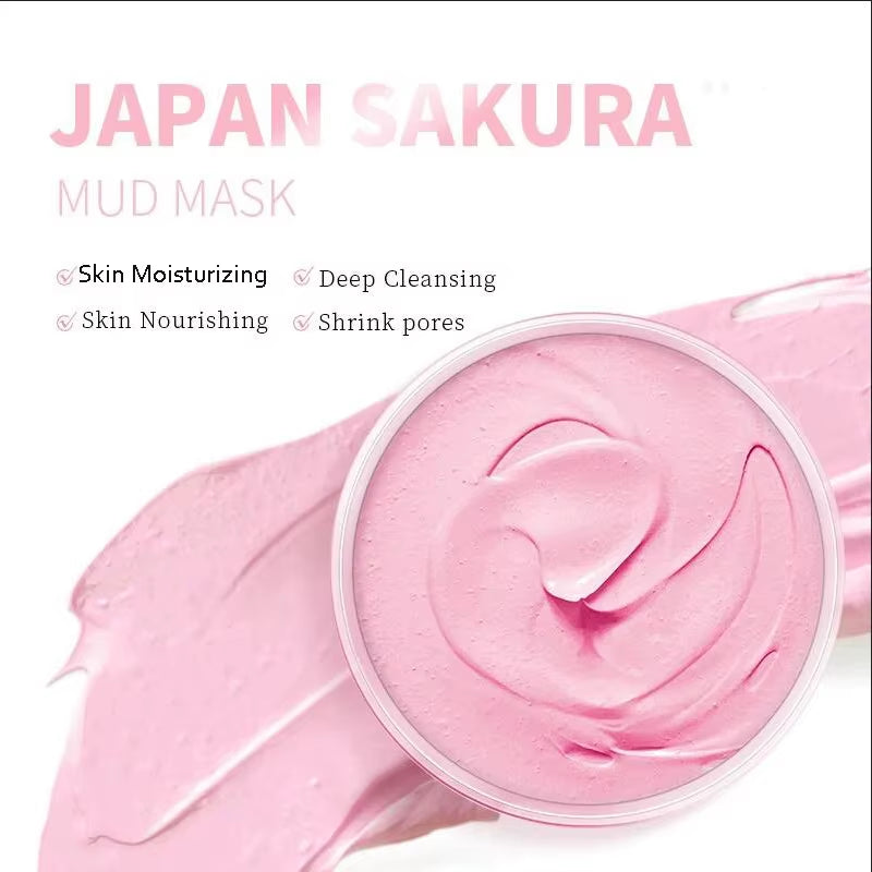 Naturals Sakura Volcanic Mud Mask for Face Deep Cleaning Remove Blackheads Improve Roughness Facial Oily Skin Care 90G