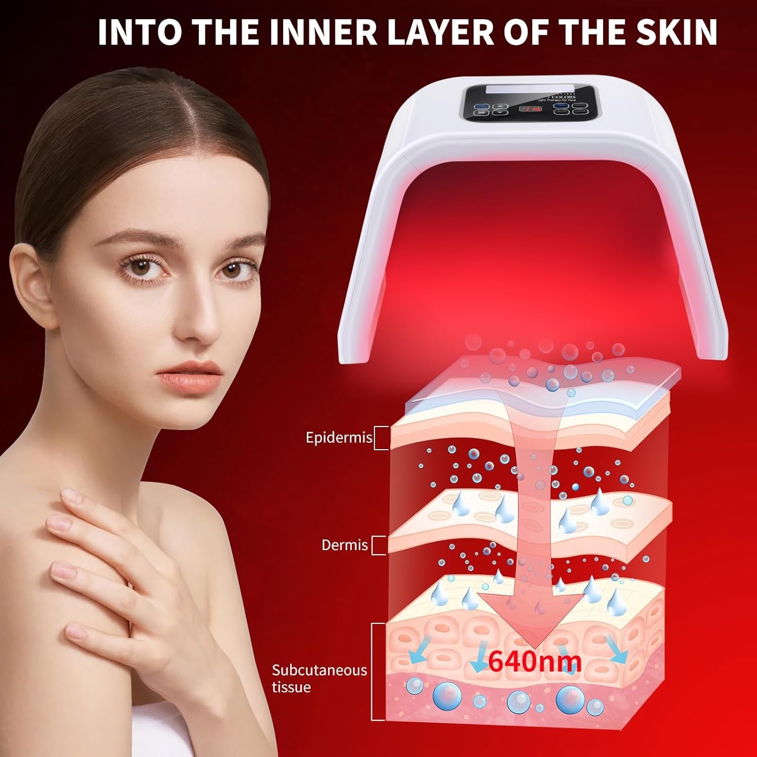 Best Red Light Devices, 7 Color Red Light Machine for Face and Neck, LED Facial Skin Care Beauty Tool at Home