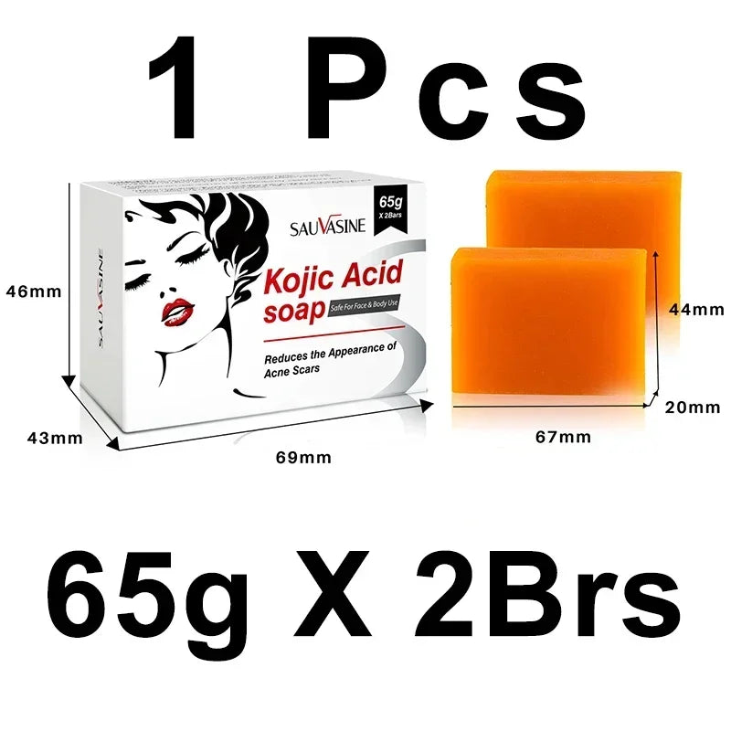 65G X2 Kojic Acid Soap Skin Lightening Even Skin Tone Facial Deep Cleaning Oil Control Moisturizing Skin Care Beauty Health