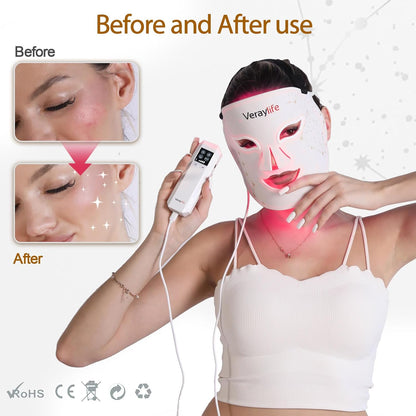 Red Light Face Mask, 8 Modes Portable Led Face Mask Light Therapy, 850Nm near Infrared Red Light Therapy for Face, Infrared Face Light Therapy, Face Skincare Tool